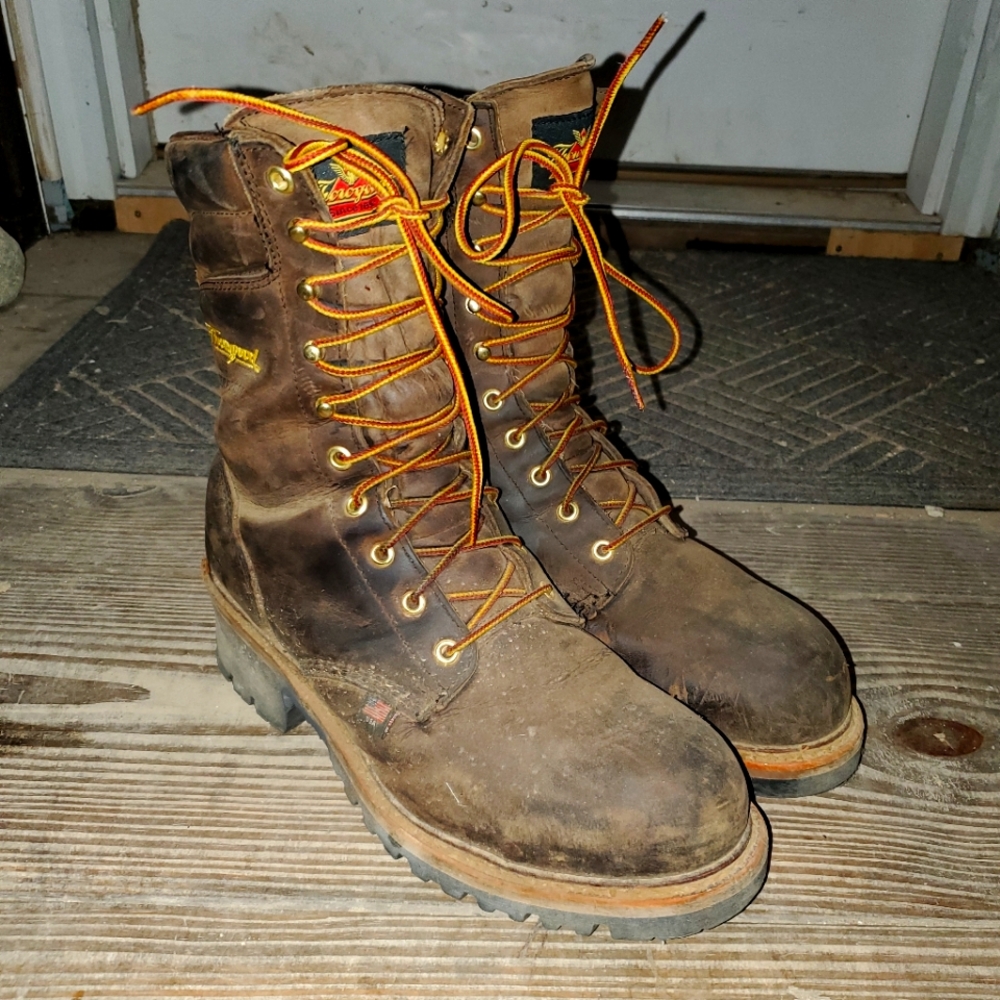 Thorogood steel toe logger boots